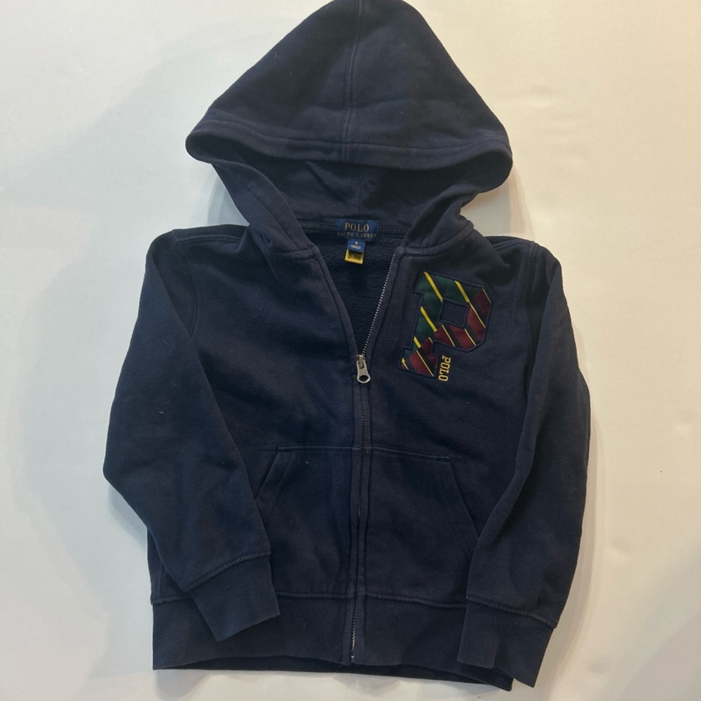 Polo Ralph Lauren Boy Hoodie Navy Blue Full Zip Sweatshirt Size 5